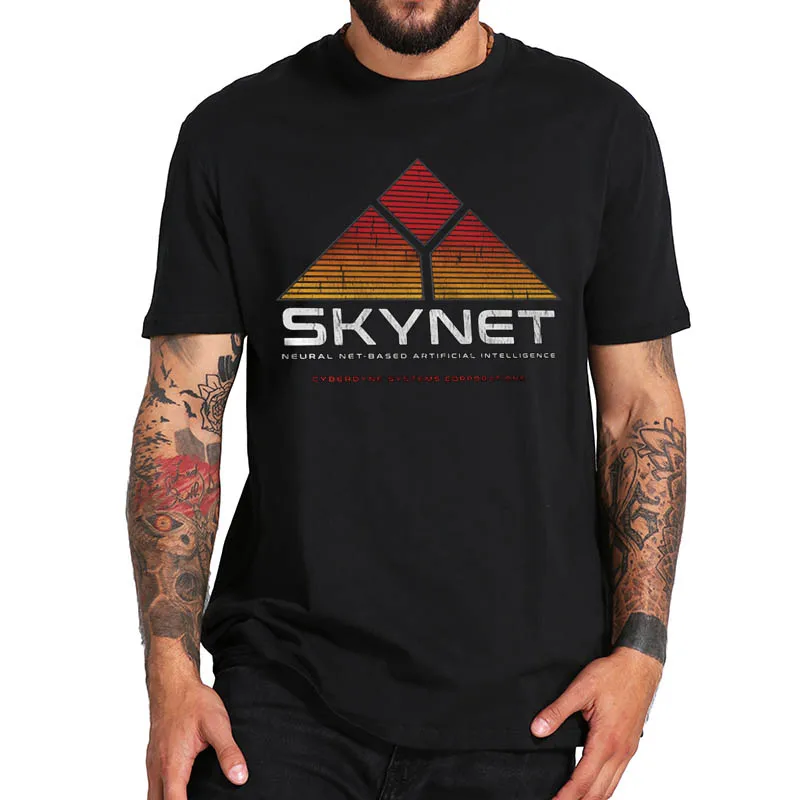 Skynet Cyberdyne System футболка Terminator фильм Harjuku европейский размер 100% хлопок вырез