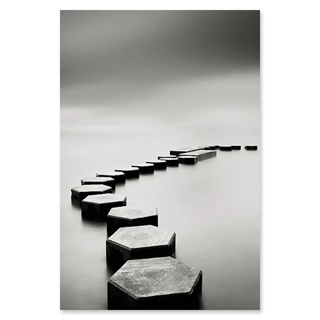 

Modern Black and White Landscape Canvas Painting Stone Wooden Bridge Posters Wall Art Print Pictures for Living Room Home Decor