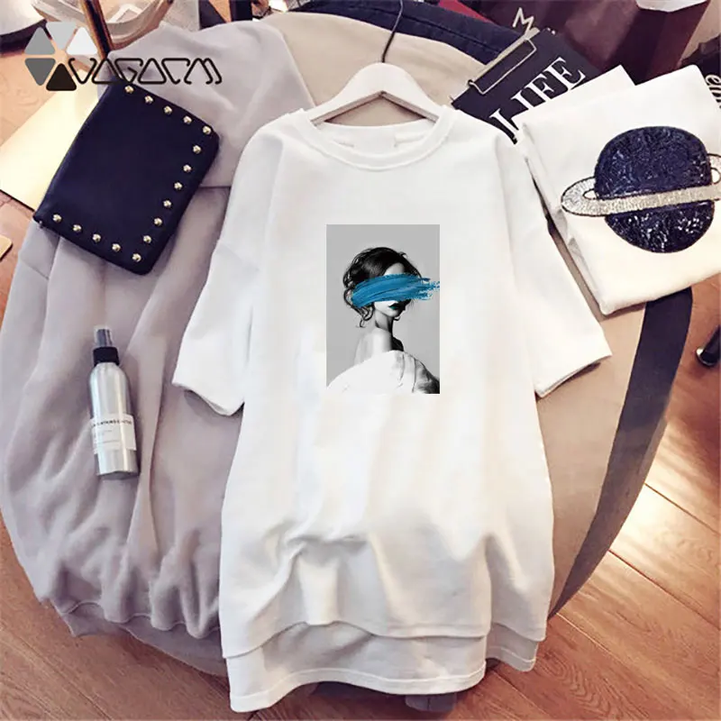 

Fashion Vogue Woman Nordic Simple Vintage Art Dress Women Punk Harajuku Short Sleeve Tshirt Dresses Plus Size Streetwear