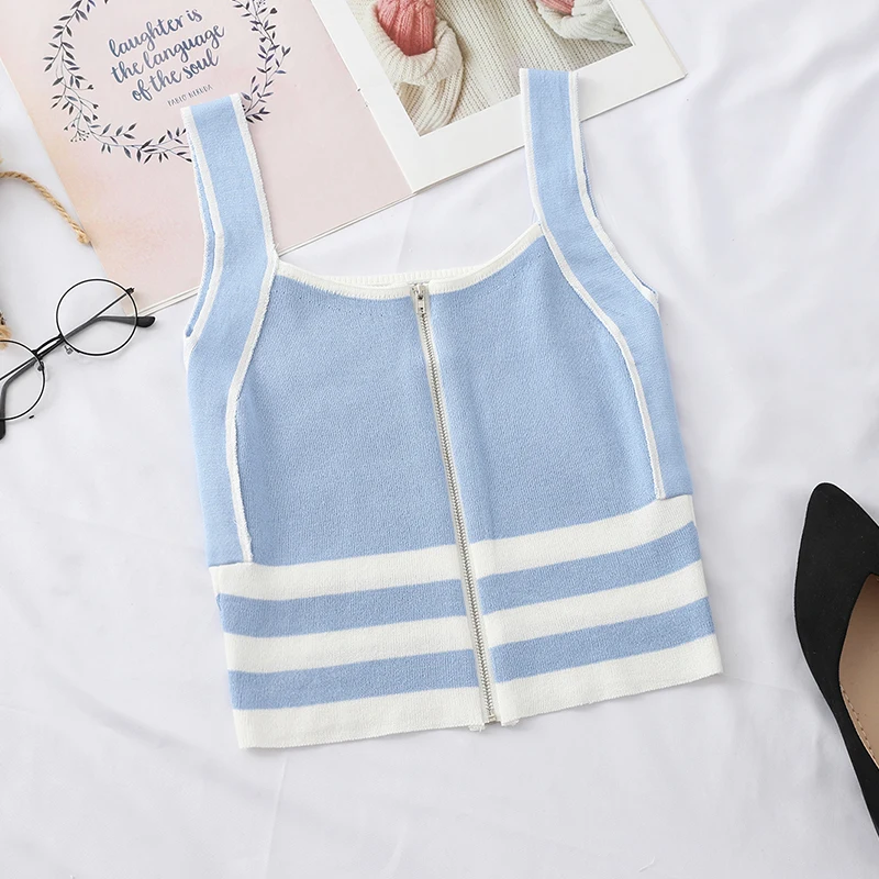 Хлопковый трикотажный топ в полоску летний женский короткий | Женская одежда