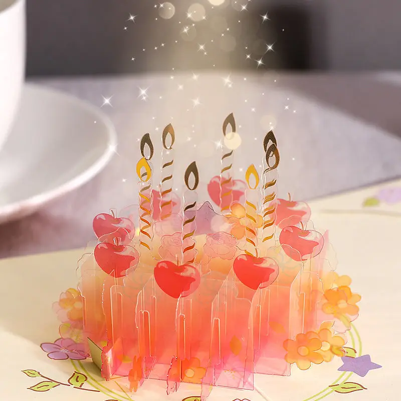 

3d Birthday Cake Greeting Card Korean Creative Handmade Three-dimensional Folding Card High-end Greeting Card Gift