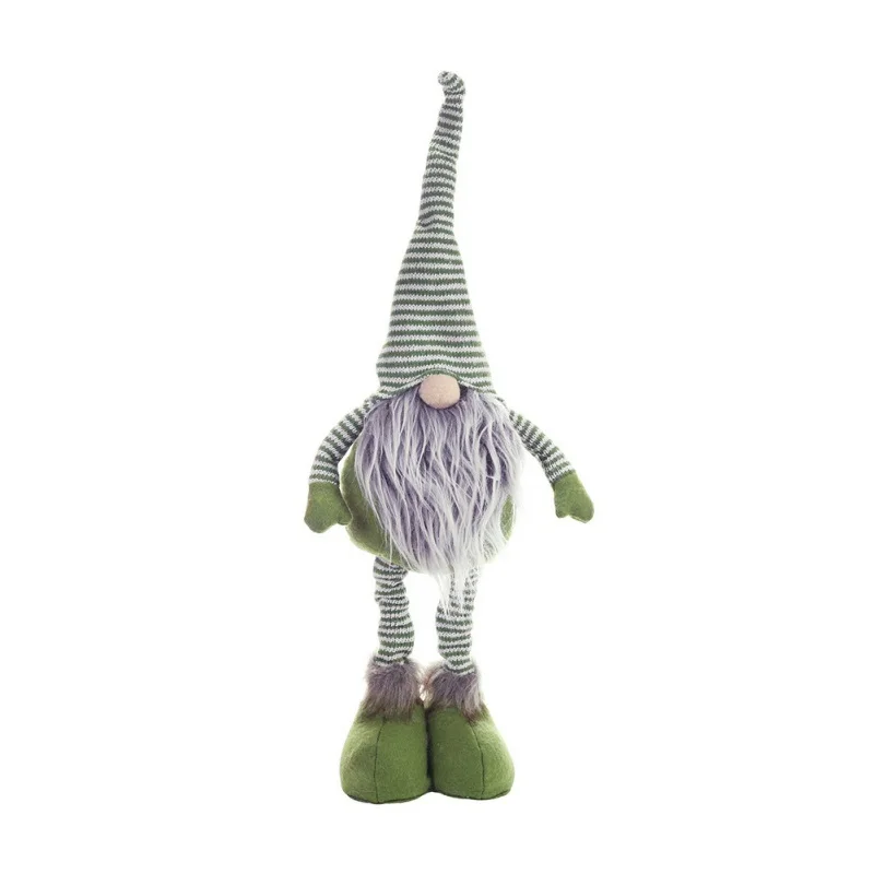 

Knitted Striped Gnome Doll With Telescopic Legs Nordic Winter Elf Table Holiday Ornaments Swedish Santa Figurine Home Decor Gift