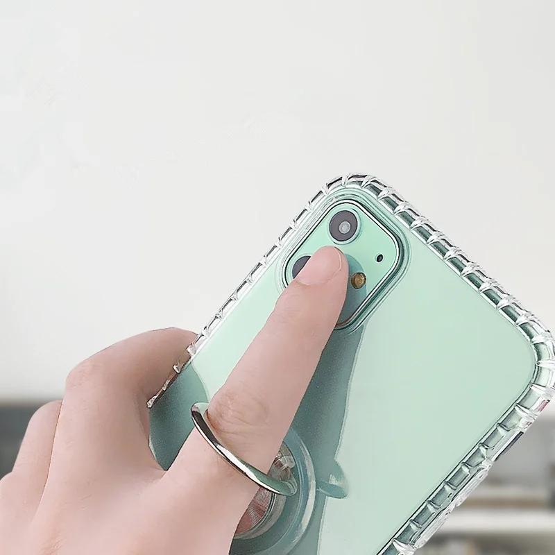 Clear TPU Rubber Soft Case for Iphone 11 Pro Max Xs Xr X 7 8 Plus Finger Ring Kickstand Phone Cover | Мобильные телефоны и