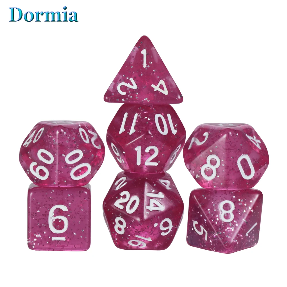 

Brand New 7 Pcs/set Glitter Polyhedral Dice Sets D4 D6 D8 D10 D% D12 D20, for Juego Mesa Rpg DnD and Other Board Game