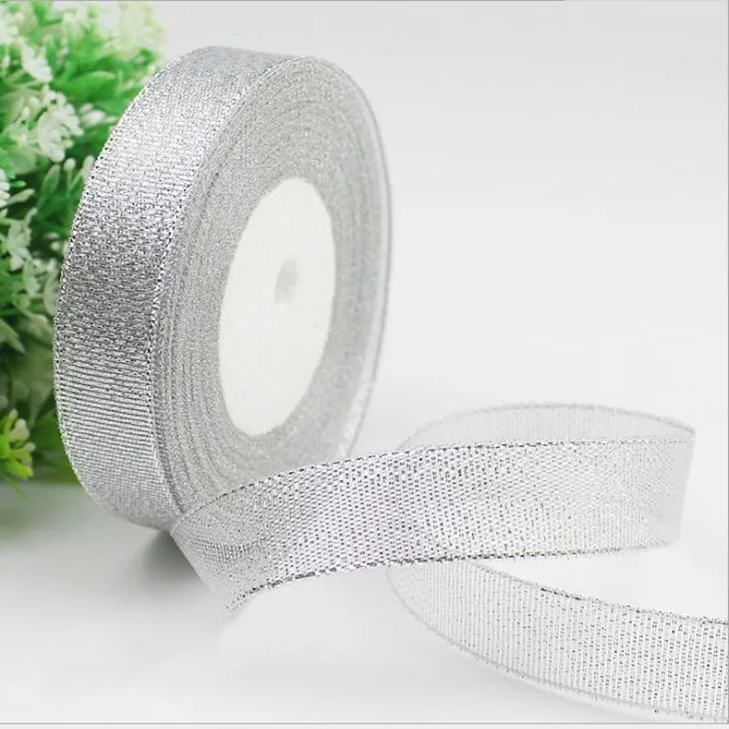 25 ярдов/рулон золотистые/Серебристые блестящие ленты|Ленты для шитья| |