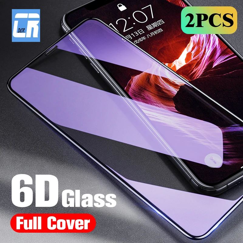 Закаленное стекло с защитой от синего света 6D для iPhone 11 Pro Max полное покрытие