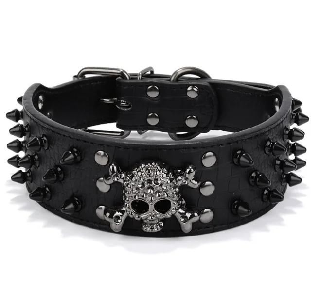 

Adjustable Gold Spike Rivet Studded Necklace PU Leather Pet Dog Collar
