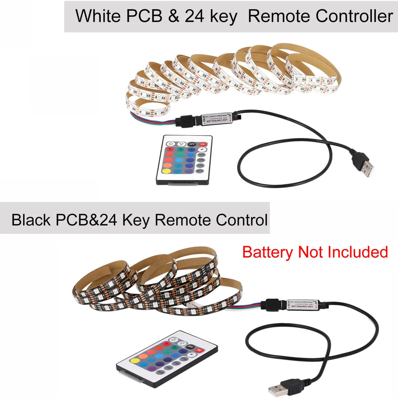 Цветная (RGB гибкая лента 5V USB 1M 2M 3M кабель с Светодиодные ленты RGB свет ТВ заднее
