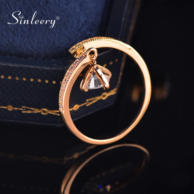 SINLEERY корейское модное кольцо Регулируемый размер кубический циркон кристалл
