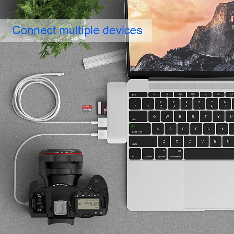 

Bkscy Type C Hub for MacBook 12 inch USB-C Dock Adapter Thunderbolt 3 with Micro SD/TF Reader Slot for Mac BookPro USB C HUB