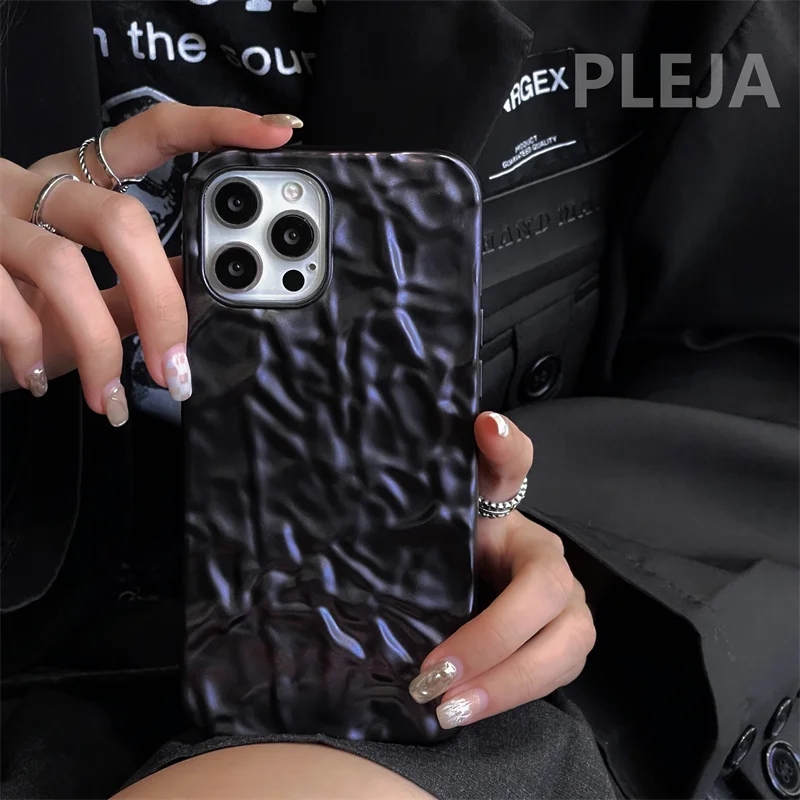 Роскошный Матовый черный чехол из оловянной фольги для телефона iphone 13 12 11 Pro Max 7 8