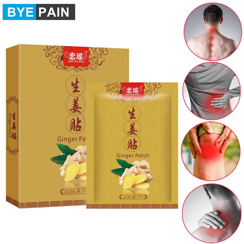 

20Pcs Natural Breathable Ginger Patch Herbal Patch for Women Men Neck Shoulder Waist Leg Pain Relief, Improve Sleeping Quality