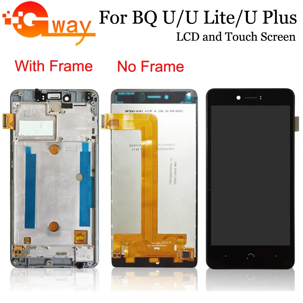 ЖК дисплей и сенсорный экран с рамкой для BQ Aquaris U lite 100% тестовый дигитайзер в