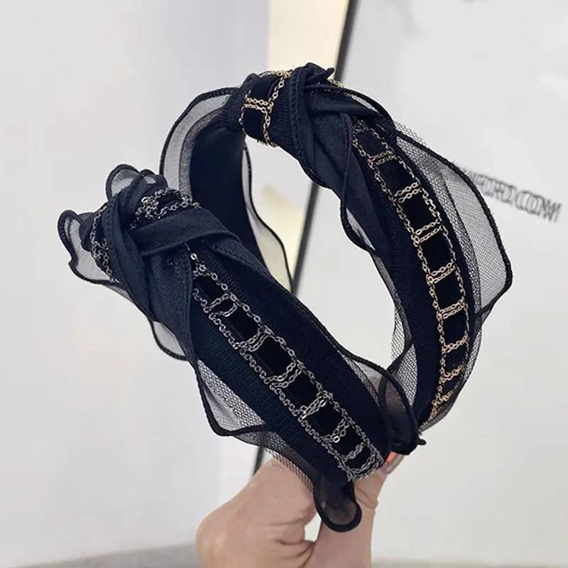 

Rhinestone Lace Knotted Headband Hollow Lace Broad-brim Hair Bundle Pearl Simplicity HeadbandFashion Women Hair Accessories New