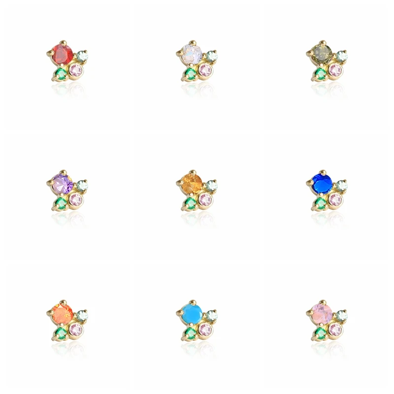 

AIDE 925 Sterling Silver Piercing Stud Earrings for Women Cute Small Cartilage Earrings INS Colorful Zircon Earring Pendientes