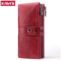 kavis wallet women leather luxury card holder clutch casual women wallets zipper pocket hasp ladies wallet female purse quality