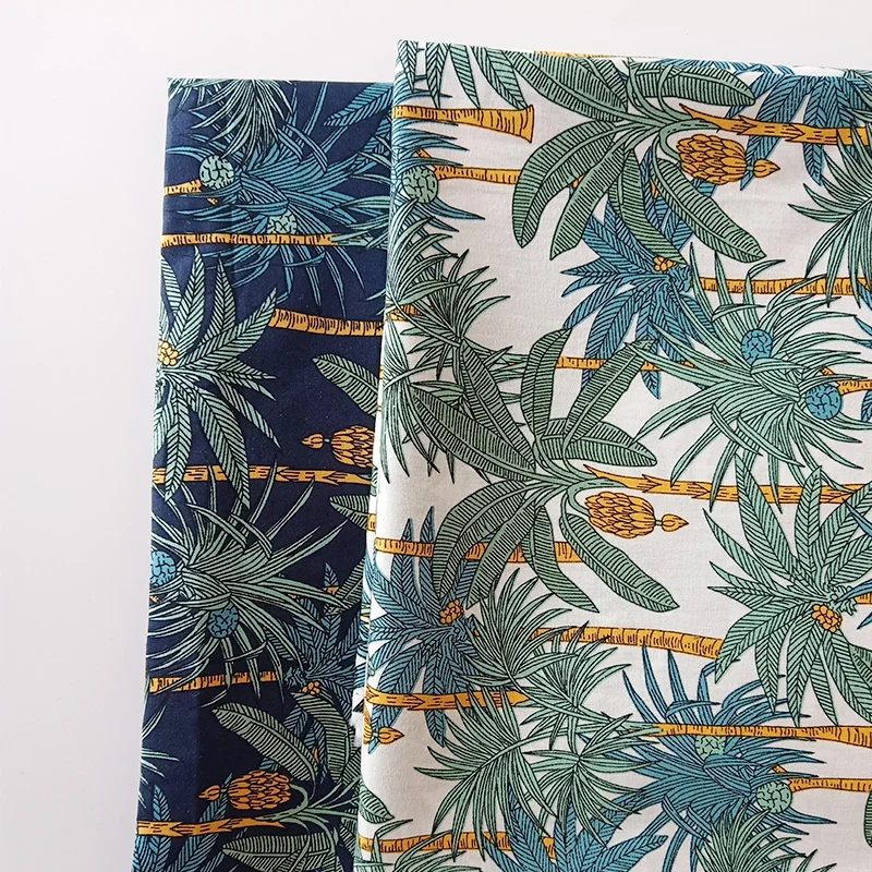 Japanese style two-color optional banana tree printed cotton fabric for handmade clothing and DIY | Дом и сад