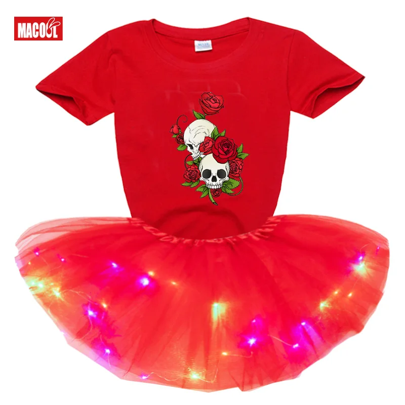 Girl Party Tutu Dress Set Princess Little Girl Set Summer Birthday Party Dress 2pc Light Tutu Dress+t Shirt Costume Holiday Gift