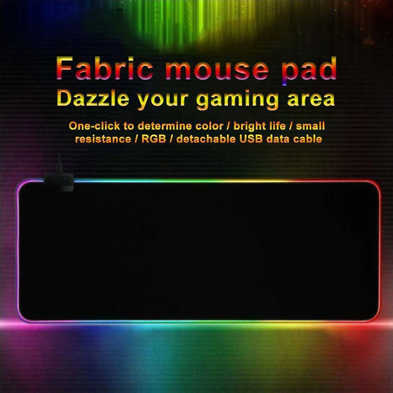 

Waterproof RGB LED Gaming Mouse Mat 80*40cm Anti-Slip Rubber Computer Base Large Mouse Pad Suitable for Desk PC Laptop Keyboard