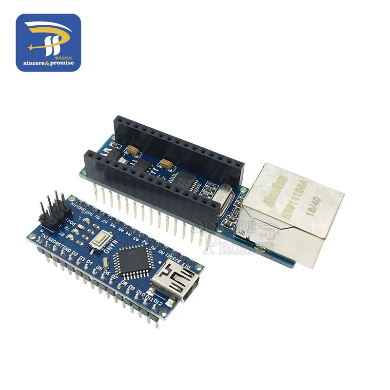 Мини ENC28J60 Ethernet щит V1.0 RJ45 веб-сервер модуль для Arduino Diy Kit совместимый Nano 3,0 CH340G