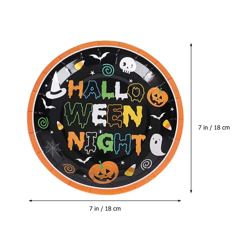 Halloween party decoration kit set of 24 disposable tableware each 7-inch paper plate/paper cup/napkin tablecloth | Дом и сад