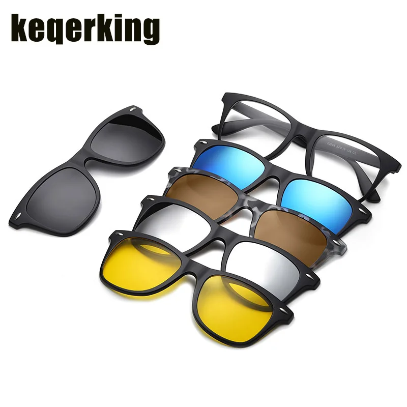 

5 lenes Magnet Sunglasses Clip Mirrored Clip on Sunglasses clip on glasses Men Polarized Clips Custom Prescription Myopia