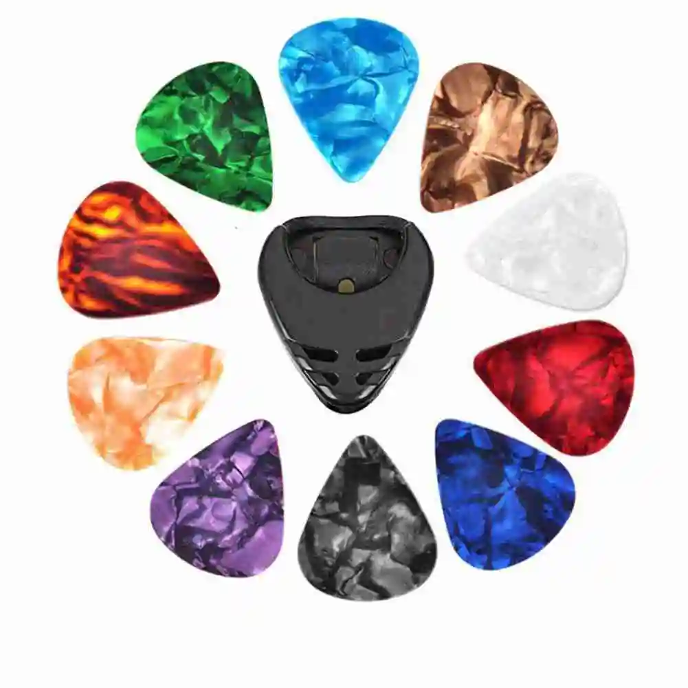 10pcs gitarre picks guitar pick halter set für akustische gitarre elektrische gitarre bass ukulele stick auf halter picks zufällige farbe fr