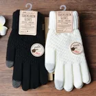 Rimiut женские кашемировые трикотажные зимние перчатки, кашемировые вязанные женские осень-зима теплые перчатки для сенсорного экрана с защитой от Экран катание на лыжах перчатки