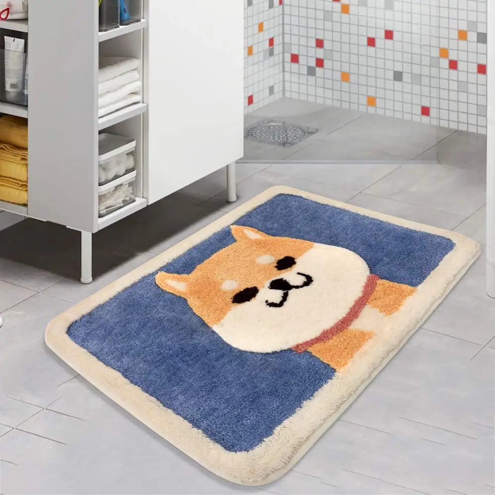 shiba inu cartoon door mat bath rug anti slip water absorption shower home dog carpet toilet door bathroom anti skid pad free global shipping