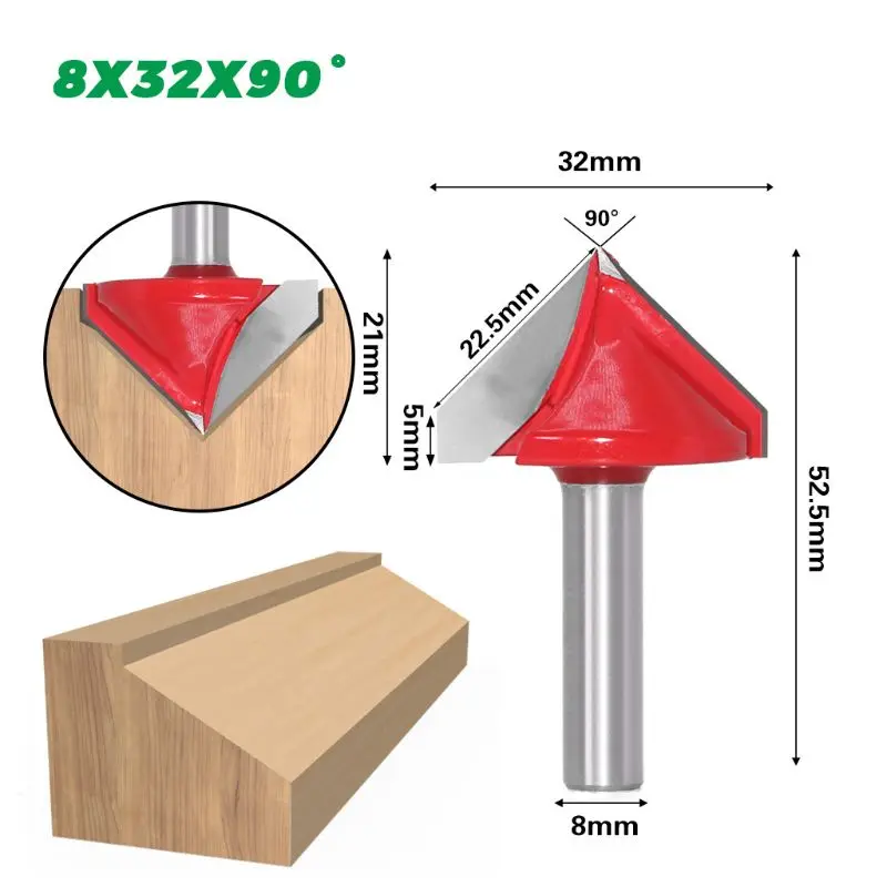 8mm Shank V Groove 3D Router Bit Solid Carbide 60 90 Degree Woodworking Tool C90D