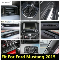 carbon fiber look interior air ac outlet vent window lift button seat belt buckle cover trim for ford mustang 2015 2021