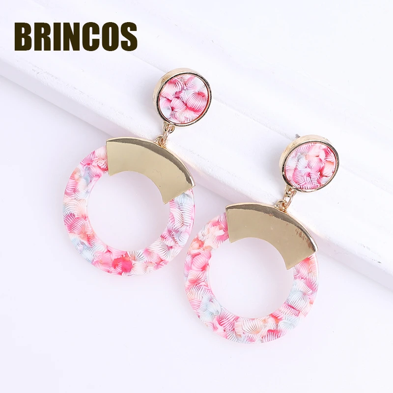 17 Версия handmadeCC сережки blueearringsblueearrings акриловые серьги женские орнаменты богемные золотые осыпающиеся ретро звезды корейские - Окраска металла: 17