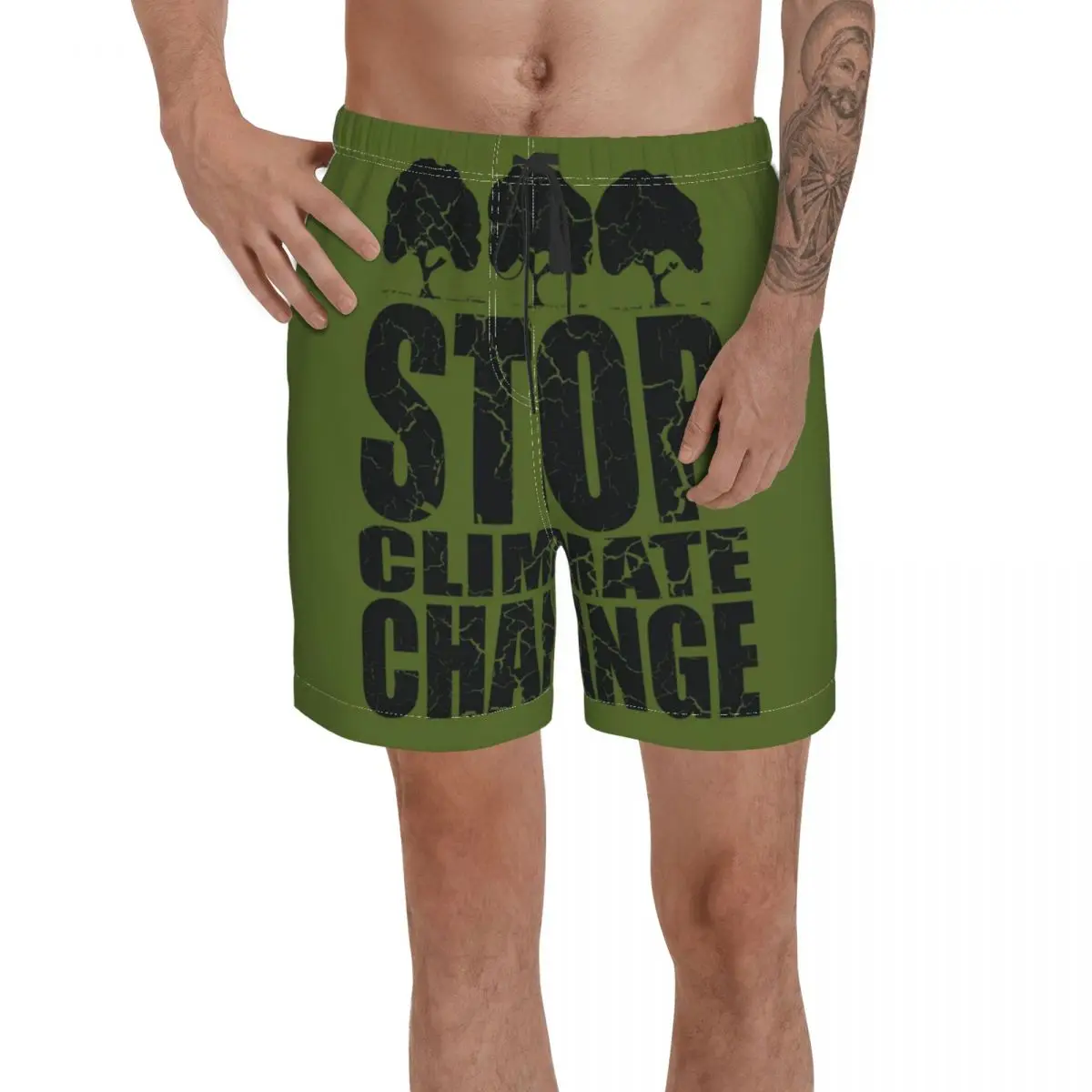 

Mens Pants STOP CLIMATE CHANGE Black Surfing Beach Board Swim Trunks Sport Quick Dry Mesh Casual Pretty Casual Short for Adult