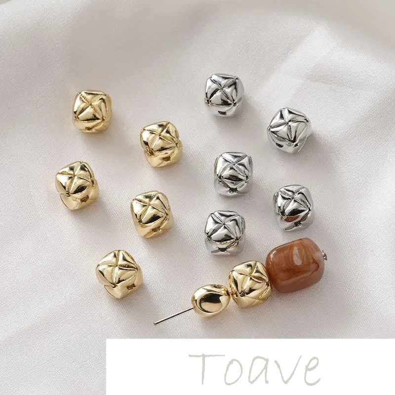 

Позолоченные медные бусины из настоящего золота 14K, квадратные, с прямым отверстием, аксессуары из бисера ручной работы