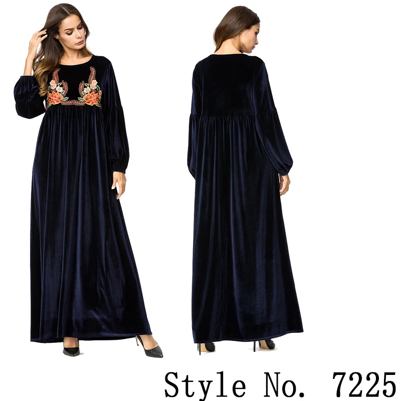 muslim maxi dress Мусульманский женский длинный рукав Дубайский хиджаб Макси платье Арабский Кафтан абайя скромный исламский ОАЭ пакистанский Турция кимоно Jalabiya платья - Цвет: muslim maxi dress
