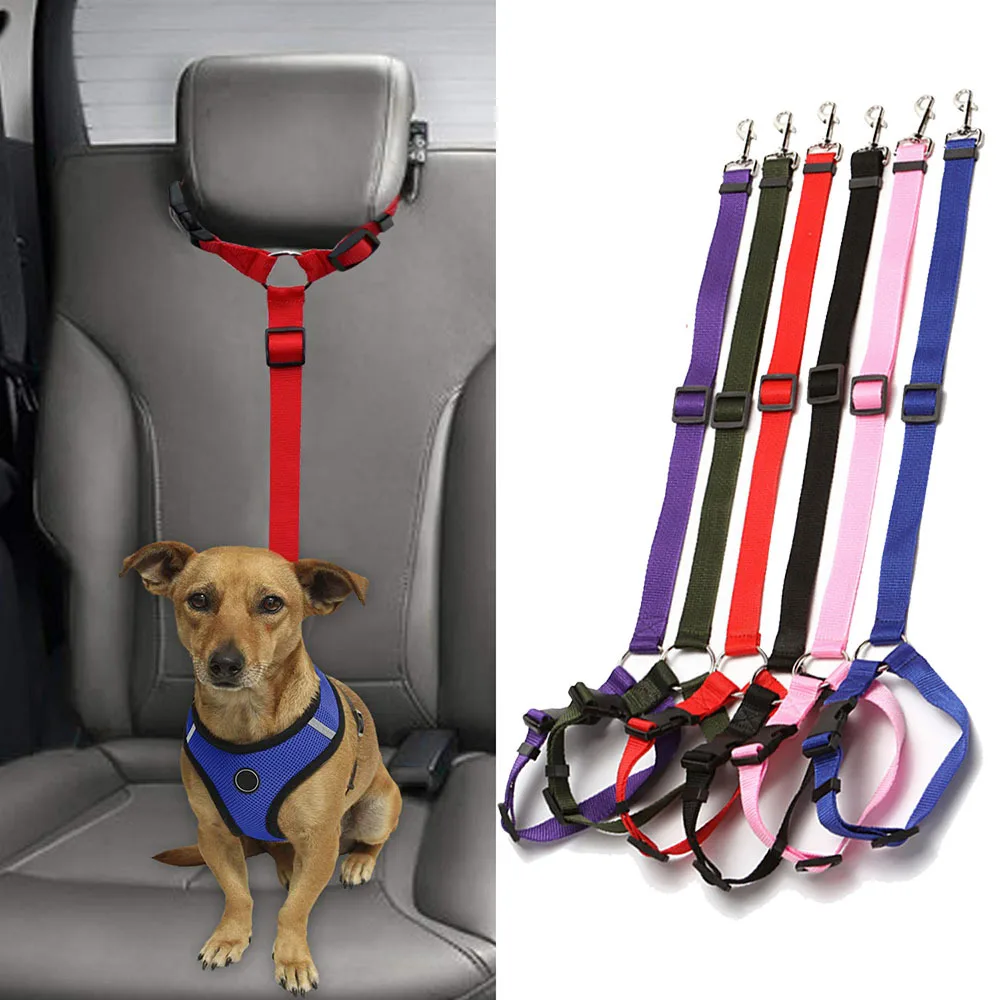 Cinturón de seguridad ajustable para perros y gatos, clip de viaje para mascotas, collar para coche, novedad