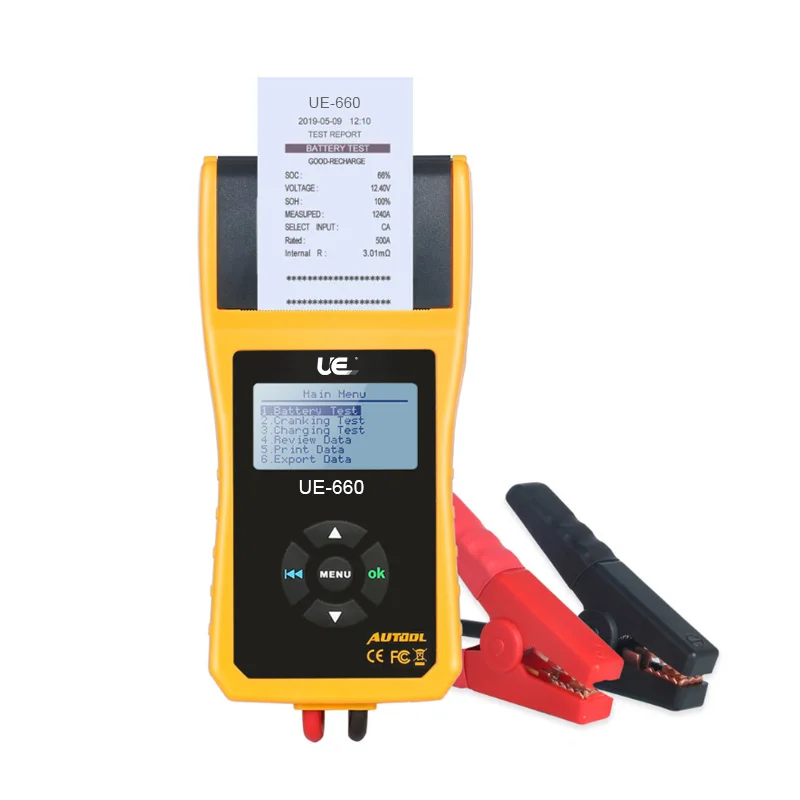 

Car Battery Load Tester with printer /Multi-language Digital automotive bettery detector UE-660