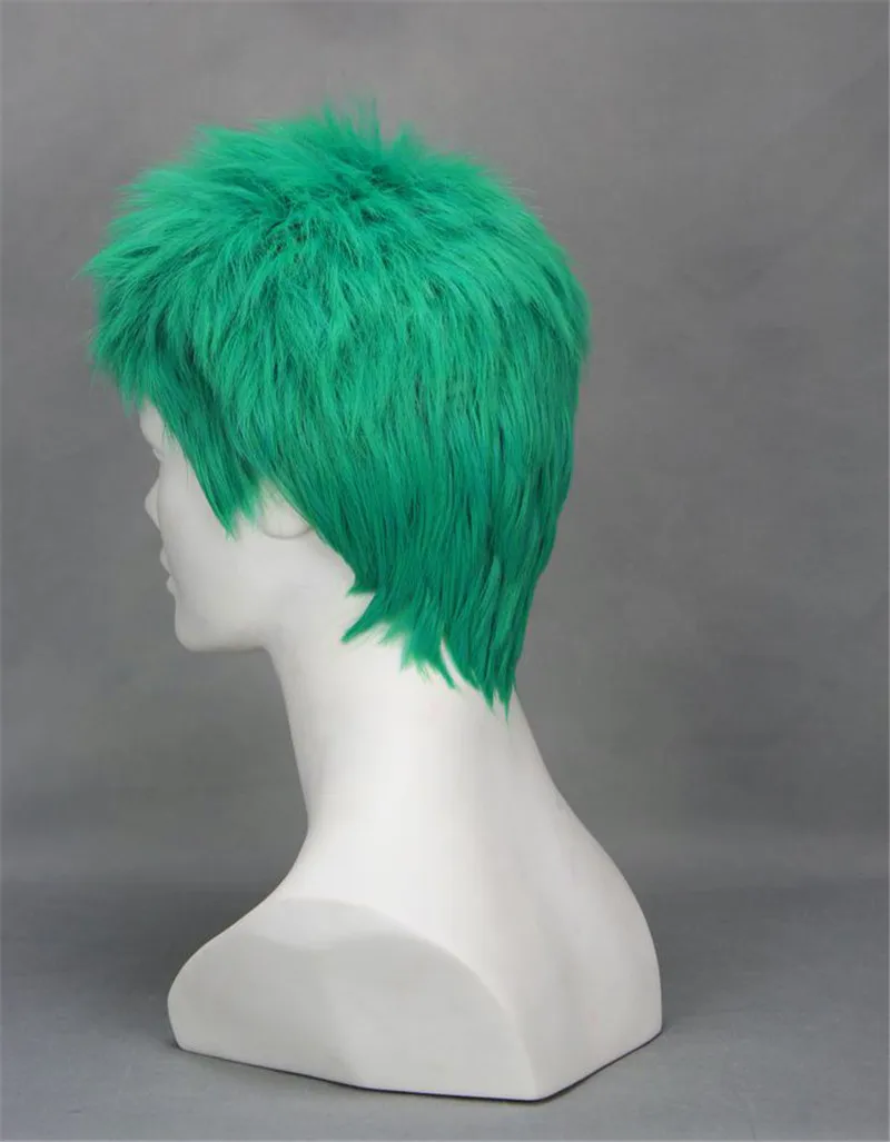 Однокомпонентные парики роророноа Зоро Короткие Зеленые Пушистые синтетические