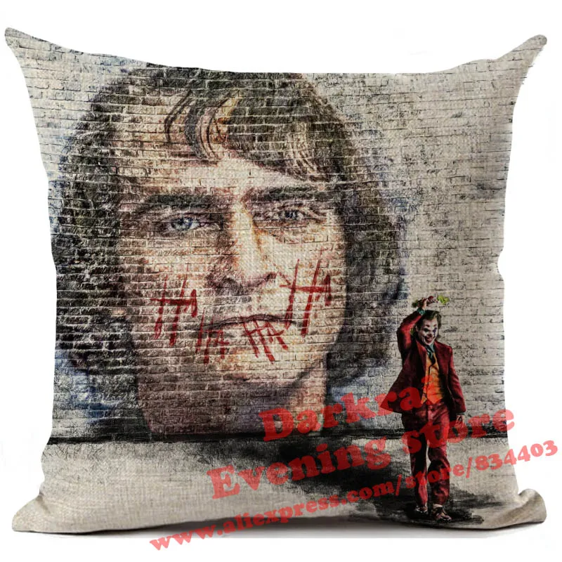 

Joker Cushion Cover Clowns Printed Pillow Cover Living Room Sofa Decorative Throw Pillows Home Decoration Pillowcase 45*45cm