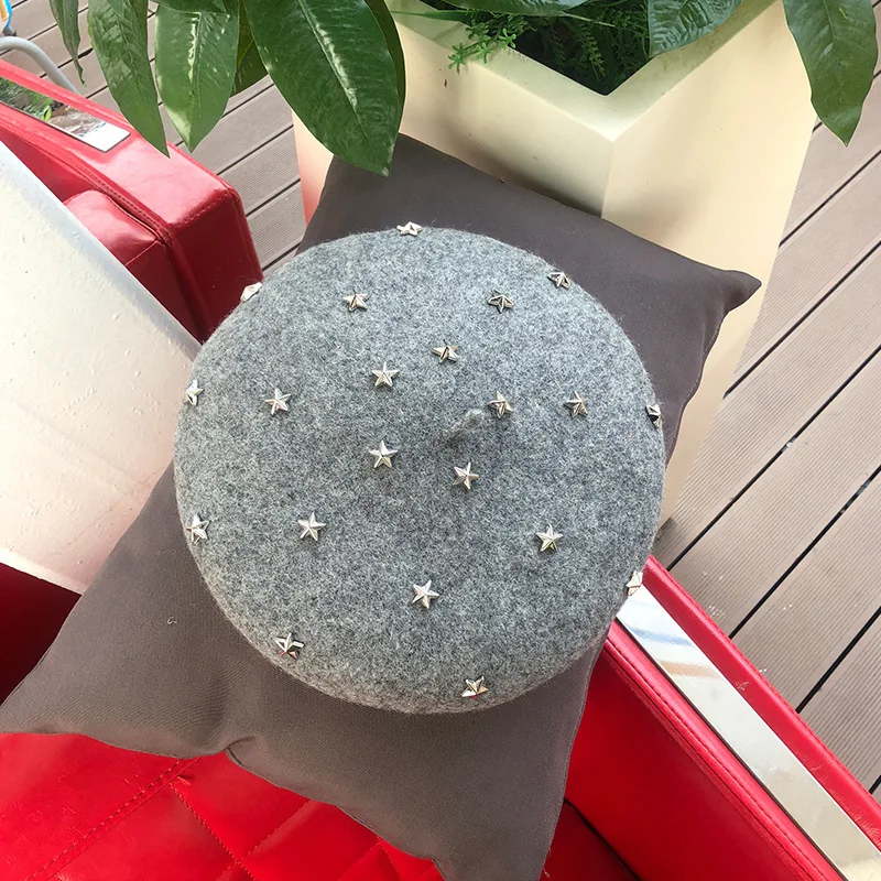 Новый продукт шерстяной УДОБНЫЙ БЕРЕТ из хлопка с металлическими заклепками и