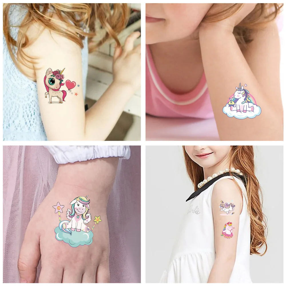 10 шт./лот в виде единорога из мультфильма тату набор временная татуировка стикер