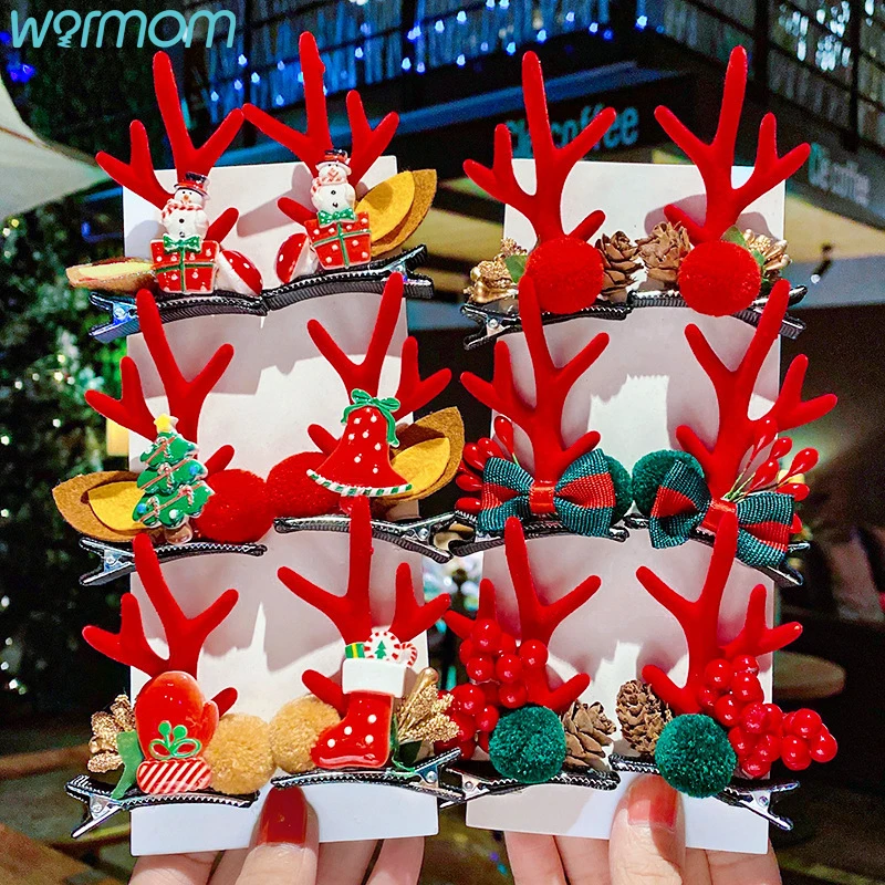

Warmom 2PCS Christmas Antler Hairpin Kids Christmas Gifts for Girls Infant Toddler Photography Props Baby Girls Cute Headwear
