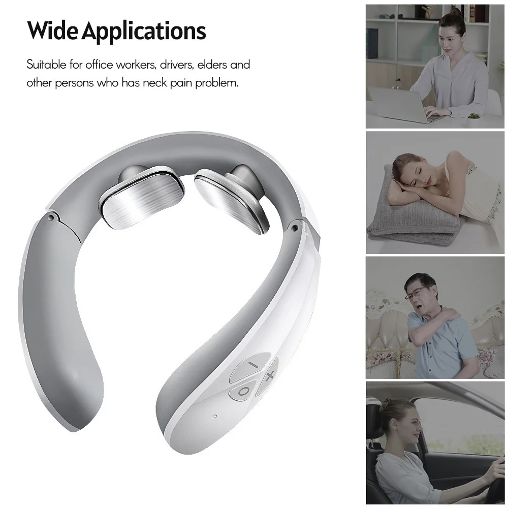 Переносной массажер шеи для расслабления и снятия боли 12 режимов массажа 15 уровней интенсивности Встроенный аккумулятор.