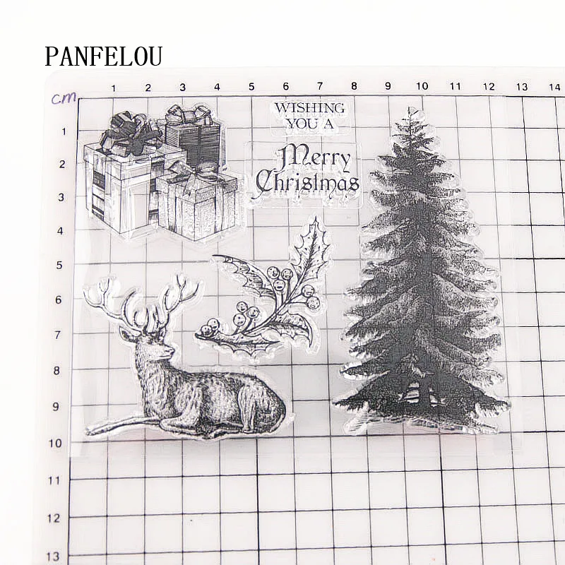 PANFELOU 12x10,5 снежное дерево олень прозрачный чистый силикон штамп/печать DIY Скрапбукинг/фотоальбом декоративный прозрачный наборы штампов