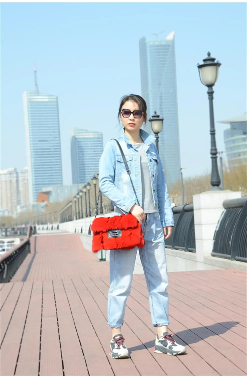 Сумки из натурального Лисьего меха серая меховая сумка ручная Синяя сумочка