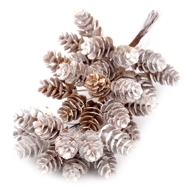 

6/10pcs/bundle Christmas Wreath Home Decor Diy Gifts Handmade Pompon Artificial Plants Fake Pine Cone Decorative Flowers Wreaths