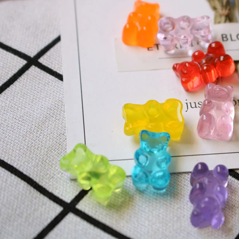 

Figurines Miniatures Home Decor Flatback Food DIY Resin Sugar Dollhouse Cute Bear Design 20pcs QQ Gummy Candy Stationery Box