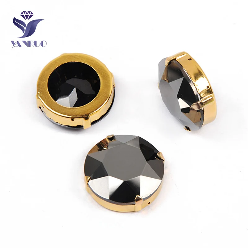 Jet Hematite Yanruo 1201 круглая нашивная СТРАЗА стеклянные поделки камни и кристаллы Точка назад большие стразы для украшения - Цвет: Jet Hematite