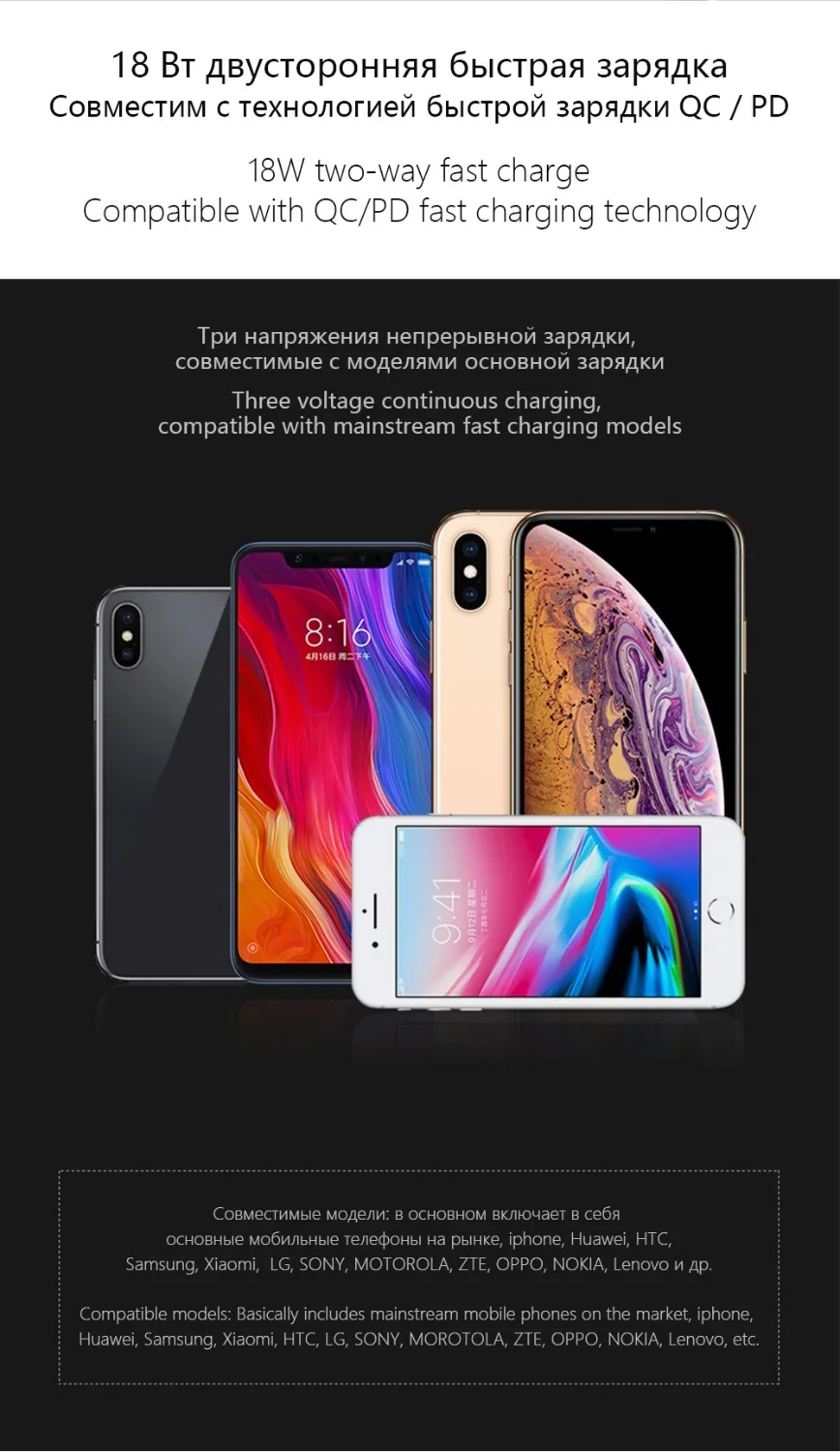MORUI power bank ML20 Pro 20000 мА/ч 18 Вт QC3.0+ Type-C3.0, двойная быстрая зарядка, внешний аккумулятор с умным цифровым дисплеем