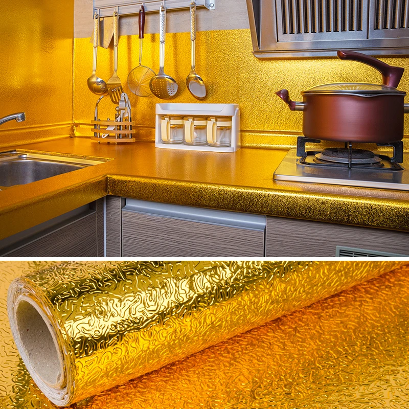 

40*300cm Kitchen Wall Stove Aluminum Foil Oil-proof Waterproof Stickers Anti-fouling High-temperature Self-adhesive Wall Sticker
